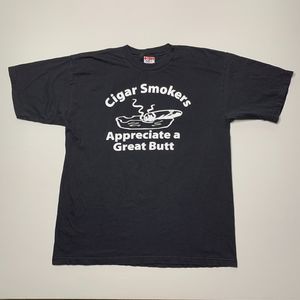 Vintage 90s Cigar Smokers Appreciate A Great Butt T Shirt USA Made Funny Sz XL